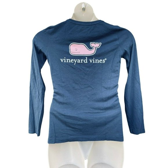 Vineyard Vines Tops - NEW Vineyard Vines Women Long-Sleeve Pink Whale Tee Shirt Sz S Blue Pima Cotton